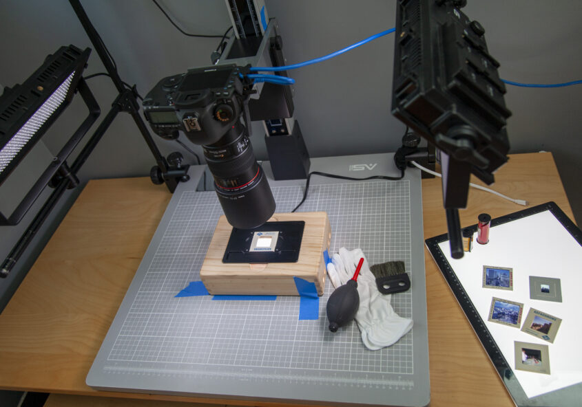 digital camera on copy stand