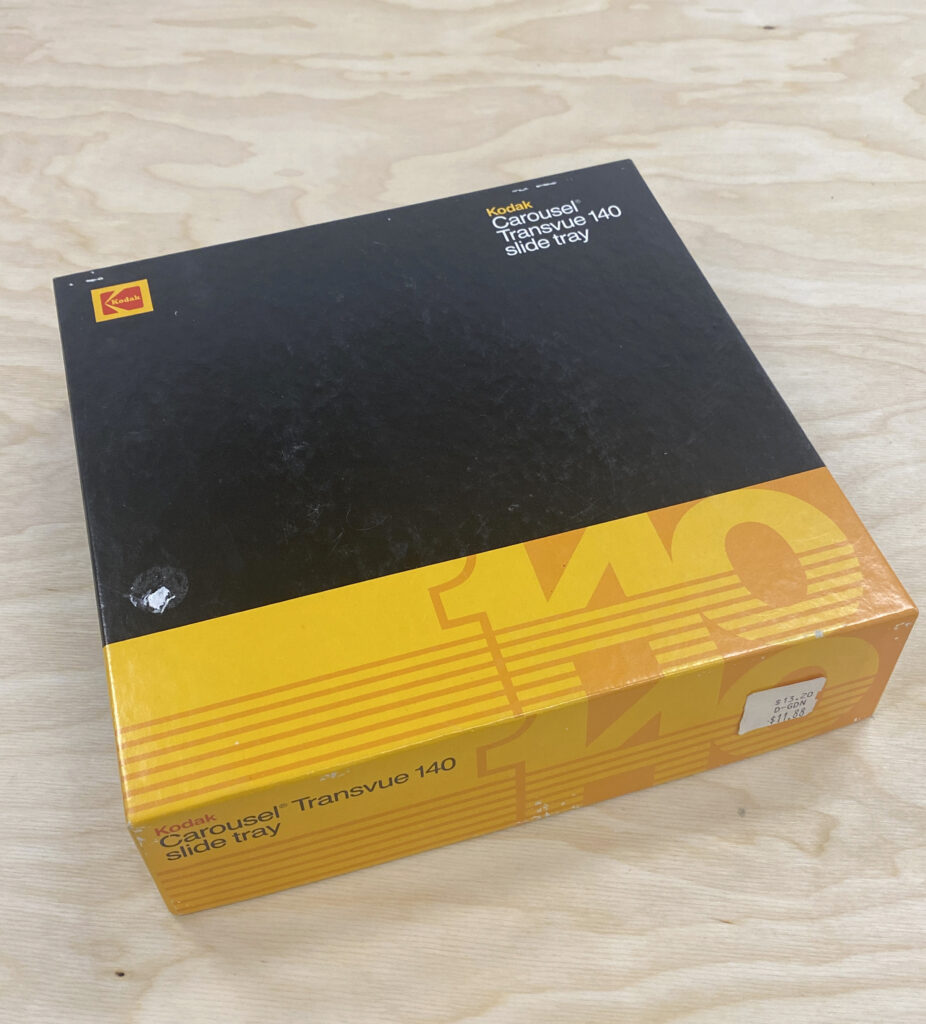 Kodak slide carousel in classic black and yellow box