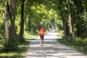 adam running to honeyrock - setting big goals. Including goals for organizing photos