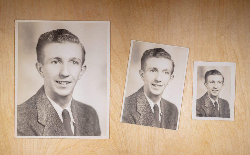 three sizes of the same photo