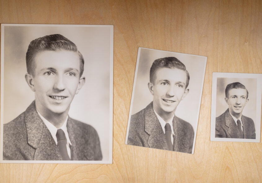 three sizes of the same photo