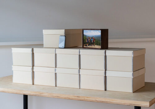 stack of archival photo boxes
